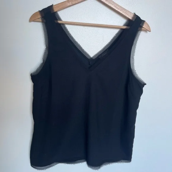 Halogen NWOT Raw Edge Hem Tank Black - Picture 5 of 9